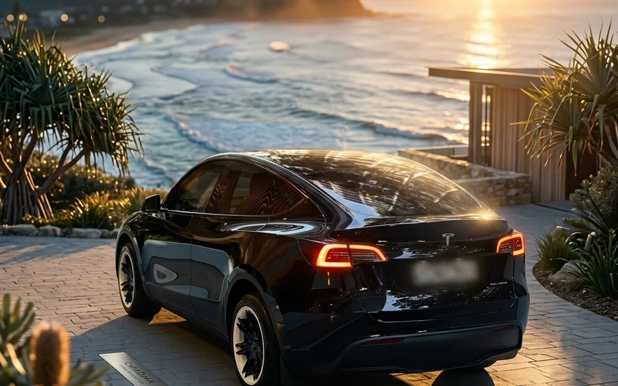 Premium chauffeur car at sunset for a Central Coast to Sydney transfer